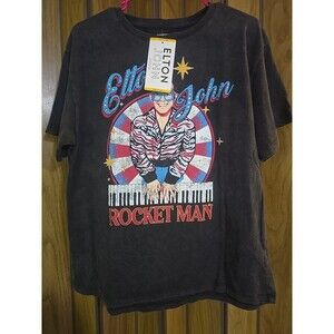 Elton John Rocket Man Ladie's T-Shirt Medium M  Official Merch Rhinestones bling